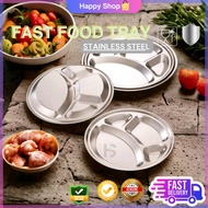 30cm/32cm STAINLESS STEEL NON MAGNETISM SERVING TRAY/FAST FOOD ROUND PAN/4 COMPARTMENTS PLATE/ROTI C