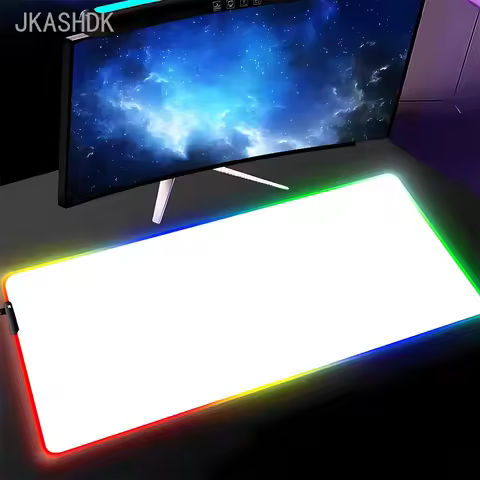 Mouse Pad RGB Pure White Mousepad LED Backlit Gamer Light 90x40cm Gaming Keyboard Large Cool Deskmat