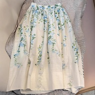 Berkeley Green Printed Linen A-Line Skirt - Small | 2025 Collection