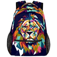 Lion Backpacks for Girls Boys, Abstract Lion Travel Backpack Laptop Backpack Waterproof School Backp