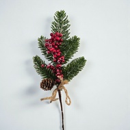 P27/19 Pine Christmas Fruit Flower Pick 22cm
