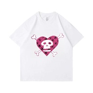 AESPA GISELLE Pink Love Skull Short Sleeved T-Shirt for Women