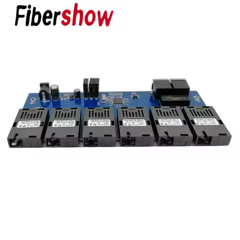 Fast Ethernet Switch 6F2E Converter 20KM Ethernet Fiber Optical Media Converter 10/100M PCBA 2 RJ45 