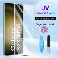 k001For Samsung Galaxy S22 S21 S23 Ultra S20 S10 S9 S8 S23 Plus Note 20 Ultra Note 10 Plus Note 9 8 UV Liquid Tempered Glass Full Glue Screen Protector