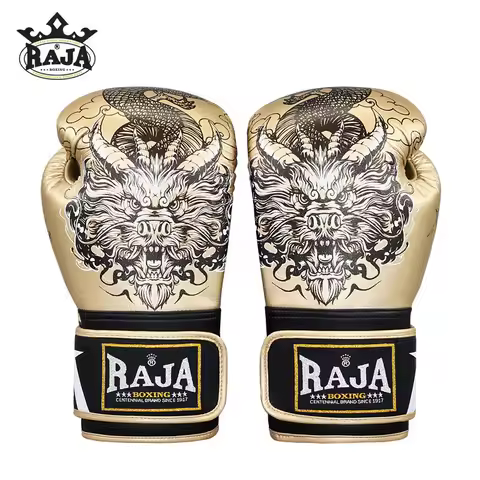 Raja Boxing Gloves Adult Professional Microfiber Golden Dragon Maui Thai Kickboxing MMA Sparring Pun
