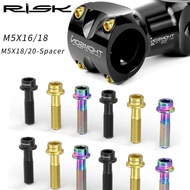 6pcs/bag RISK Bike Stem Bolts Bicycle Handlebar Fixing Screws Titanium Alloy M5x16 M5x18 M5X20 Wish 