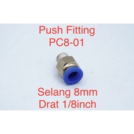 Pc8-01 Pneumatic Coupler Fitting Straight Hose 8mm Drat 1/8inch Connector Slip Lock Push Tube Brass Connector Male Thread Straight | 2.048.0003 | Pc-801