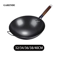 Garende Wok Pan Manual Forging Iron Pan Non Coating General Cooking Wok Nonstick Wok 40CM with Ear