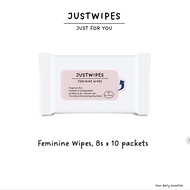 [Bundle of 10/25] Justwipes Feminine flushable wipes 8s