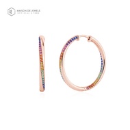 Maison de Jewels - Rainbow Grand Twist Hoop Earring ต่างหูเงิน โรสโกลด์ สีรุ้ง ต่างหูออกงาน ต่างหูห่