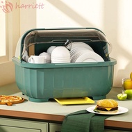 HARRIETT Dish Rack Plastic Multifunctional Cupboard Draining Cupboard Kitchen Accessories Dust Proof Storage Box