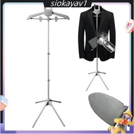 Adjustable Foldable Garment Steamer Stand with Ironing Gloves for Clothes, Steamer Rack with Two Cli