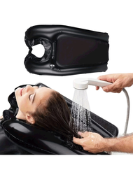 1入組老年、孕婦和坐輪椅者適用的便攜式充氣洗頭盆-輕便的洗髮盤,配有充氣泵,使用方便且舒適