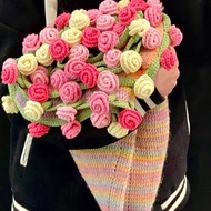 手工diy玫瑰花束毯子毛線鉤針編織材料包雪妃爾琉璃雲勾毛毯禮物