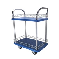 ST/🥦Truck Storage and Transportation Platform Trolley Mute Double-Layer Trolley Double-Layer Fence Trolley Mute Platform