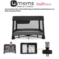 4moms Breeze Plus 4.0 Black Portable Playard with Removable Bassinet and Baby Changing Station Easy 