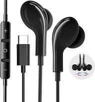 USB C Headphones,USB Type C Earphones Wired Earbuds Magnetic Noise Canceling in-Ear Headset with Microphone for iPad Pro Samsung Galaxy S23 S22 S21 S20 Ultra 10 20 Pixel 5 4a 3a XL Oneplus 9 8T, Black