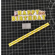 READY STOCK Happy Birthday Cake Topper Upin & Ipin Decoration Set Party Accessories Banner Hiasan Ke