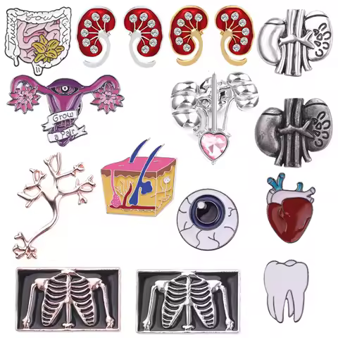 Organ Brooch Fetus Heart Lungs Eyes Capillaries Doctor Teaching Metal Badge Wholesale Hat Pins for B