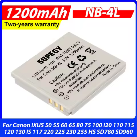 NB-4L NB4L NB 4L Battery For Canon IXUS 50 55 60 65 80 75 100 I20 110 115 120 130 IS 117 220 225 230