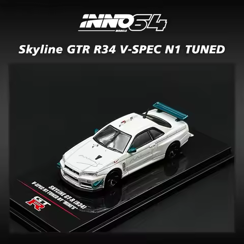 INNO In Stock 1:64 Skyline Gtr R34 V Spec N1 Tuned Mine`s Diecast Diorama Car Model Collection Minia