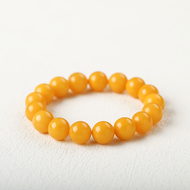 Natural Beeswax Single-Wrap Bracelet Yellow Chicken Grease Old Beeswax Buddha Beads Bracelet Amber Lady round Beads Beeswax Genuine Goods Bracelet