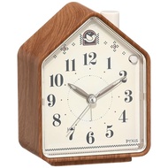 Seiko Clock Alarm Clock, Table Clock, Natural Nature Sound Analog Switchable Alarm PYXIS Pixis Brown Wood Grain Pattern NR444A