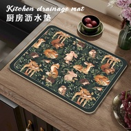 Pastoral Style Cartoon Animal Kitchen Drain Mat Dining Table Heat Insulation Anti-scalding Table Mat
