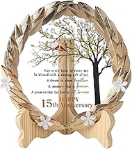 15th Anniversary Wedding Unique Gifts Ideas Crystal Plate with Gold Leaf Wreath - 15th Anniversary W