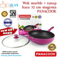 PANACOOK Frying pan 32cm glass lid wok/ japanese wok magenta 32cm marble wok/