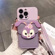 Phone Case For iPhone 16 15 14 13 12 11 Pro Max Plus X XS XR Cartoon Rabbit Necklace Tether