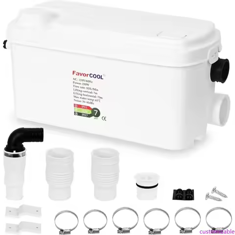 Macerator Pump Sink Sewerage Pump, 250W Sewerage Sump Pump Upflush to 22.9ft/7 m with 3 Water Inlets