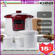 Khind 3.2L Double Boiler DB32N - FREE 4 Ceramic Pot