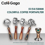 Coffee Bottomless Double Spout Portafilter with Stainless Steel Tamper - Fits 51mm, 54mm, 58mm
