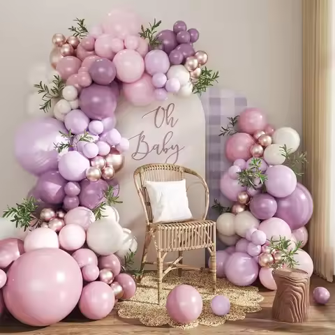 Valentine's Day 116Pcs DIY Decorative Balloons 5in 10in 18in Beautiful Purple Series Balloons Wister