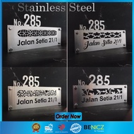 House Number Plate Rumah Papan Plat Stainless Steel 304 白钢门牌