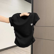 off shoulder top cotton t shirt woman Summer New Modal Short-sleeved T-shirt Women's Pleated Waist S