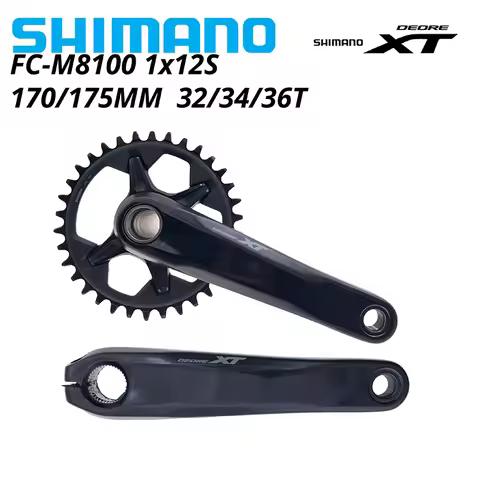 SHIMANO DEORE XT M8100 FC-M8100 12 Speed 170MM 175MM 32T 34T 36T FRONT CHAINRING CRANKSET 12v CRANKA