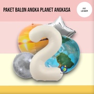 Number Planet Space Balloon Package / Children's Birthday Decoration Set