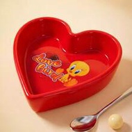 1pc X Joivida Red Heart Shape Ceramic Plate, Perfect For Home, Living Room, Dining Room, Kitchen, As