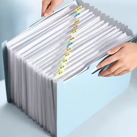 13 Pockets Accordion File Organizer, Expanding File Folder with Lable Pocket,Upright Open Top,A4/Let