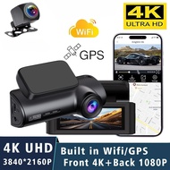 4K WIFI Dash Cam 3840*2160P Car DVR Support GPS Front & Rear Lens Auto Car Camera With Night Vision 