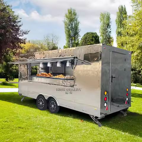 United State Food Truck with Full Kitchen Concession Bbq Food Trailer with Porch Fully Equipped Cust