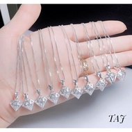 Women's necklace, 925 silver stone studded diamond pendant - jena sliver