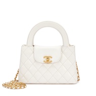 Chanel White Quilted Aged Calfskin Mini Kelly Bag Aged Gold Hardware, 2024