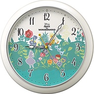 Rhythm Disney Wall Clock Character Analog Alice in Wonderland ALICE in WONDERLAND M804 Fantasy Luminous Continuous Second Hand White Pearl 8MG804MC05 [Direct from Japan]
