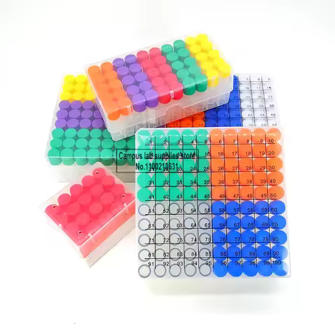 1set 50/81/100-well Plastic Cryotube Storage Box + 50/81/100pcs 1.8ml/5ml Colorful PP Freezing Tube 