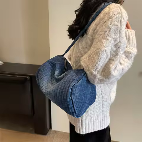 Gradient Denim Women's Bag New Jeans Eco Bag Korean Messenger Bag Y2K Shoulder Bag Shopping Vintage 