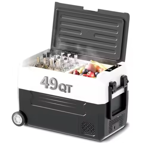 49QT 45L Portable Car Refrigerator 12V Dual Zone Freezerand Cooler with 12/24V DCand110/240V AC Car 