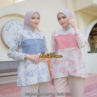 Atasan Batik Wanita Kancing Depan Blouse Batik Lengan Panjang Blouse